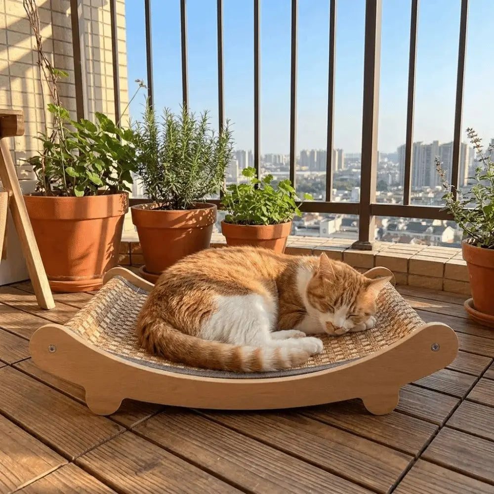 Arc Shaped Cat Rocking Chair Removable Cooling Pet Lounge Chair Wear-Resistant Breathable Cat Scratching Pads for Cats Dogs